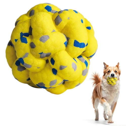 Moonorange Upgrade Dog Balls Interactive Toys for Aggressive Chewers, Indestructible Tennis Durable Bouncy for Fetch Game, Lightweight Floating, Yellow - color: Yellow-Yarnball