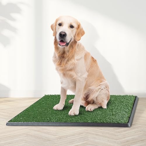 Artificial Grass Puppy Pee Pad for Dogs and Small Pets - Set of Three 30x20 Inch, Reusable 3-Layer Turf Pads for Dogs - Indoor and Outdoor Fake Grass Potty Pet Supplies by PETMAKER - size: Large 3-Layer Replacement Pads