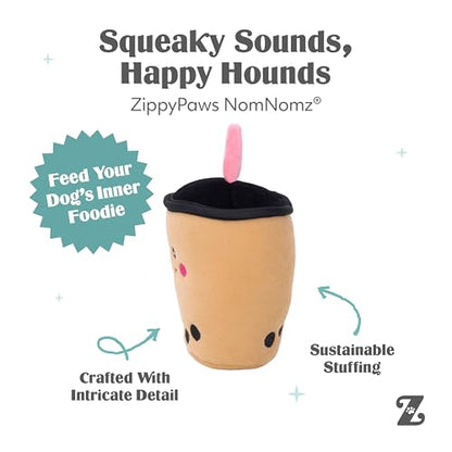 ZippyPaws NomNomz - Dog Squeaky Toys to Keep Them Busy, Funny Food Plush for Small & Medium Dogs, Cute Stuffed Puppy Toy, Pet Products, Gift for Dogs of All Breeds, Soft and Cuddly - Boba Milk Tea - color: Boba Milk Tea