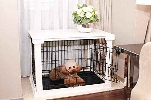 zoovilla White Dog Cage with Crate Cover, Dog Kennel Small - size: 27.2"L x 20.7"W x 22.0"H