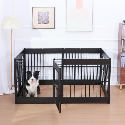 Dog Playpen, 31.5" Height Dog Pen Indoor, Heavy Duty, Safe and Sturdy, Furniture Style Puppy playpen - color: Black, style: 6 Panels (31.5" High)