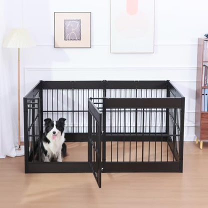 Dog Playpen, 31.5" Height Dog Pen Indoor, Heavy Duty, Safe and Sturdy, Furniture Style Puppy playpen - color: Black, style: 6 Panels (31.5" High)
