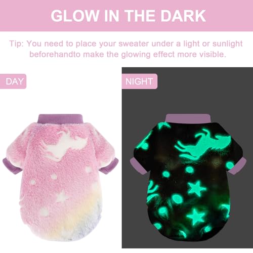 Dog Sweaters for Small Dogs Male Female Night Glow Doggy Clothes Girl Boy, Warm Pullover Doggie Sweatshirt, Winter Pet Coat Jacket Cat Costume, Small Dog Sweater Puppy Outfit, Pink, XXS - color: Night Glow Pink, size: XX-Small (Chest 11in )