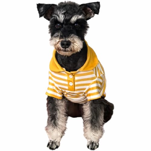 Cute Dog Clothes Striped Dog Polo Shirts Cute Sweater Puppy Clothes Gentle Sweater Pet Clothes for Small Medium Large Dogs Cats (Yellow Stripe, Large Size for 8.5-12lb Pets) - color: Yellow Stripe, size: Large size for 8.5-12lb pets