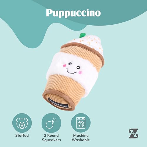 ZippyPaws NomNomz - Dog Squeaky Toys to Keep Them Busy, Funny Food Plush for Small, Medium, & Large Dogs, Cute Stuffed Puppy Toy, Pet Products, Gift for Dogs of All Breeds, Soft & Cuddly - Puppuccino - color: Puppuccino