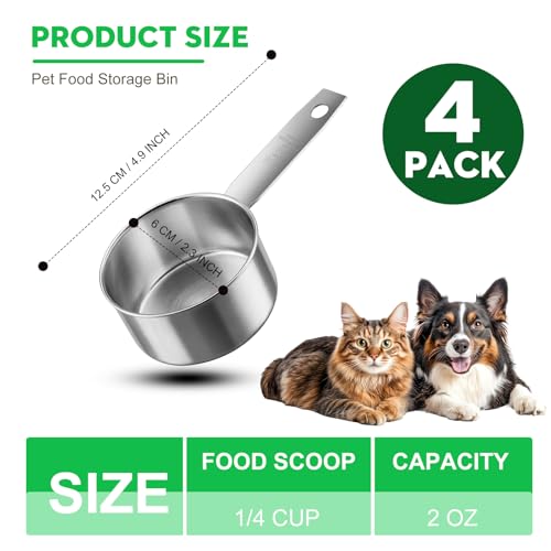 4Pcs 1/4 Cup Measuring Cup,Stainless Steel Measure Scoop Metal Scoops for Wet and Dry Ingredients, Great Kitchen Gadgets for Cooking(1/4 Cup) - size: 1/4 Cup