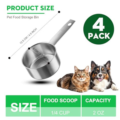 4Pcs 1/4 Cup Measuring Cup,Stainless Steel Measure Scoop Metal Scoops for Wet and Dry Ingredients, Great Kitchen Gadgets for Cooking(1/4 Cup) - size: 1/4 Cup