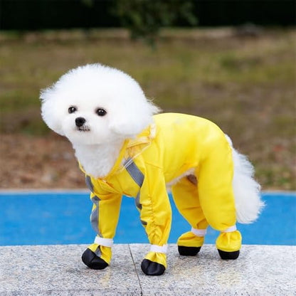 Rain Jacket Dog Raincoat Hooded Windbreaker Dog Rain Jacket Raincoat Rain/Water Windproof for Small Rain Coat for Dogs Durable(Yellow,Small)