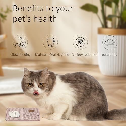 Lick Mat for Dogs(2pcs, Large, 7.9") Easy Clean Silicone Licking Pad Slow Feeder for Pets Cats with Suction Cups, Enrichment Accessories Anxiety Boredom Relief, Keep Them Busy for Bathing