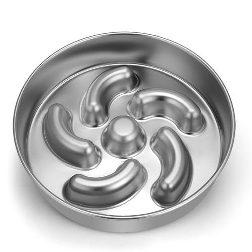 Slow Feeder Dog Bowl, 2 Cups Stainless Steel Heavy Duty with Non-Slip Base 8.7 inch Puzzle Maze Dog Food Bowls for Medium, Large Breed Size Dogs to Slow Down Eating