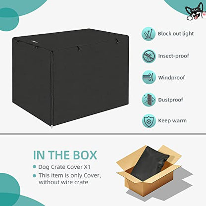 Seiyierr Dog Crate Cover, 36 Inch Dogs Kennel Covers for Medium and Large Puppy, Lightweight 600D Polyester Fabric,Machine Wash & Dry, Black - color: Black, size: 36 Inch