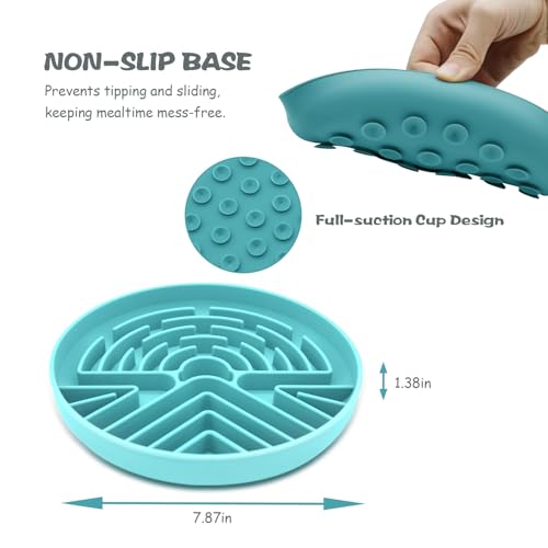 Lesipee Slow Feeder Dog Bowl for Large & Small Pets, Anti Choking Puzzle Dog Food Lick Mat with Non-Slip Base, Interactive Pet Slow Eating, Silicone Licking Mat Cat Feeding Bowl for Puppies & Cats - color: Blue