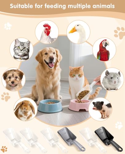 2-Pack Dog Food Scoop 1 Cup, Plastic Pet Food Measuring Scoop With Measuring Lines (1/2 & 1 Cup Markings) for Dogs, Cats, Fish, Bird（Transparent and Grey - color: Transparent and Grey