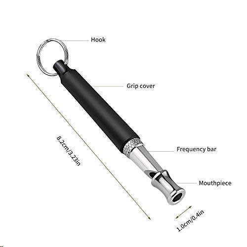 Dog Whistle to Stop Barking, Adjustable Pitch Ultrasonic Training Tool Silent Bark Control for Dogs-2 Free Lanyard Strap with Pack of 2 PCS Pet Whistle