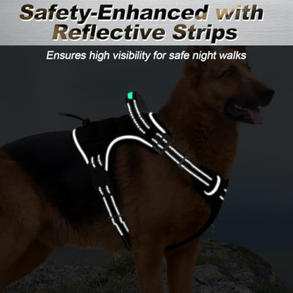 BARKBAY Service Dog Vest Tactical Dog Harness Medium Large Sized Dog No Pull Adjustable Dog Harness Reflective K9 Working Training Easy Control Military Molle System(Black,L) - color: Black, size: Large