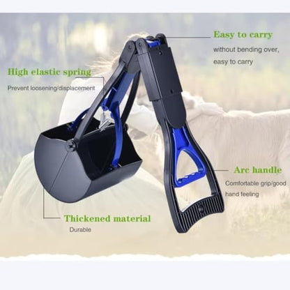 KIVIX 28" Pooper Scooper Pack of 2 Foldable Dog Poop Scoop with Unbreakable Material and Durable Spring - Easy to Use for Grass, Dirt, Gravel - color: BLUE & GREEN 2 pack