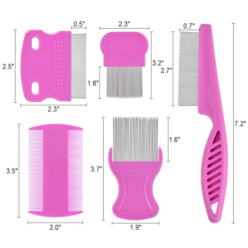 6 Pack Flea Comb for Cats Dogs,Stainless Steel Dog Cat Grooming Combs With Rounded Teeth,Double-Sided Tear Stain Remover,Dematting Comb For Dogs Cats Ideal for Small, Medium & Large Pets (Pink) - color: NEW Pink