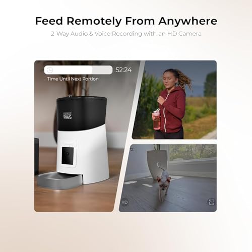 Penthouse Paws Smart HD Pet Feeder, 6L Dry Food Capacity, 1080p Camera, 2-Way Audio, Scheduled Meals, Backup Power, Easy to Clean, Anti-Jam Design for Cat & Dog, White/Stainless Steel - color: White with Steel Tray