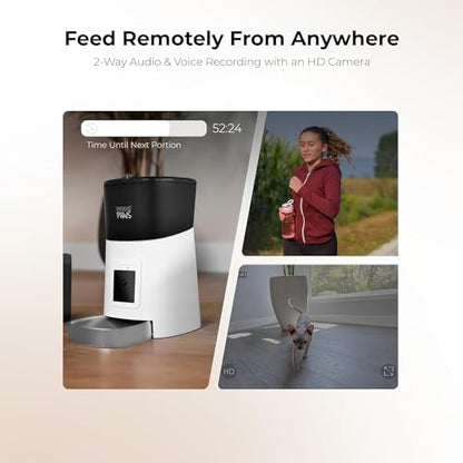 Penthouse Paws Smart HD Pet Feeder, 6L Dry Food Capacity, 1080p Camera, 2-Way Audio, Scheduled Meals, Backup Power, Easy to Clean, Anti-Jam Design for Cat & Dog, White/Stainless Steel - color: White with Steel Tray