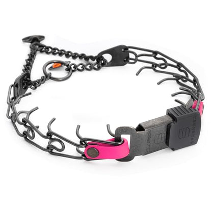 Herm Sprenger Black Stainless Steel Dog Collar with Quick Release ClicLock Buckle and Biothane Insert Training Collar Made in Germany (Passionfruit Pink, 16in x 2.25mm(Neck Size up to 13-14in)) - color: Passionfruit Pink, size: 16in x 2.25mm(neck size up