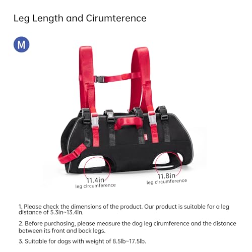 Wakytu Dog Emergency Rescue Sling - Lightweight Packable Lift Harness with Handle - Safe Transport for Small Medium Dogs - Ideal for Hiking Skiing（8.5-17.5lbs） - size: M（8.5-17.5lbs）
