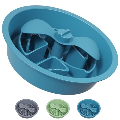 AVERYDAY Slow Feeder Dog Bowls for Large Breed, 2.5 Cups Deep Food Puzzle Bowl with Spinning Slow Feeder Insert, Non-Slip Bottom, Fits for Raised Stand, Hard Maze Design for Medium and Large Dogs - color: Petal Feeder Blue, size: 2.5 Cup - Fit 7.5-7.7'' F