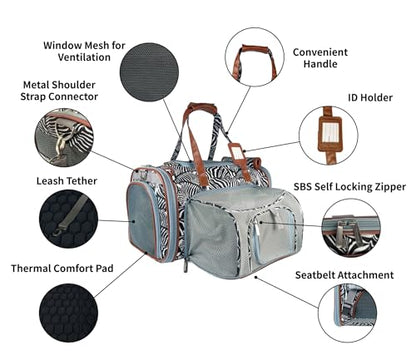 Mr. Peanut’s Gold Series Standard Size Expandable Pet Carrier (Zzzebra) - color: Zzzebra