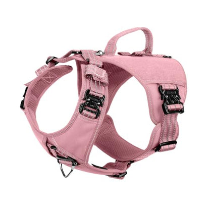 ICEFANG GN8 Tactical Dog Harness for Medium Sized Dogs,Full Metal Buckles,Reflective in Training Walking K9 Dog Vest,No-Pull Front Leash Clip,Adjustable Pet Harness (Pink, M (Pack of 1)) - color: Pink, size: Medium (Pack of 1)