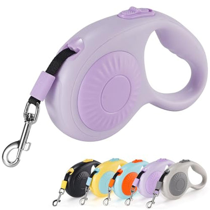 JSXD 360° Tangle-Free Retractable Dog Leash with One-Handed Brake, Pause, Lock, 10 ft Strong Nylon Tape Pet Walking Leash,Suitable for Cats, Small and Medium Dogs up to 66 lbs (Purple, 10 ft) - color: Purple
