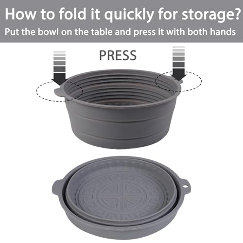 Collapsible Silicone Mixing Bowl, Food-Grade Foldable Travel Container, Large Collapsible Bowls for Camping Outdoor Hiking Storage Mixing, Grey (pot QY104) - color: grey-QY104