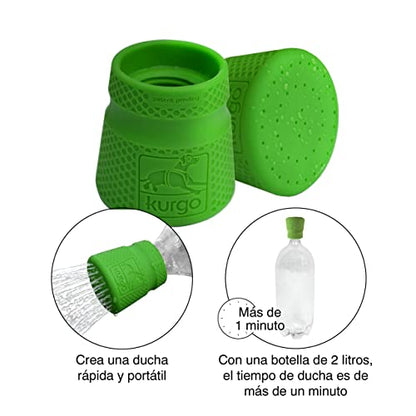 Kurgo Mud Dog Travel Shower - Portable Pet Shower for Adventure Dog Cleaning - Easy Bottle Shower Cap - Dishwasher Safe Silicone Shower Sprayer - Camping Pet Bath Accessory