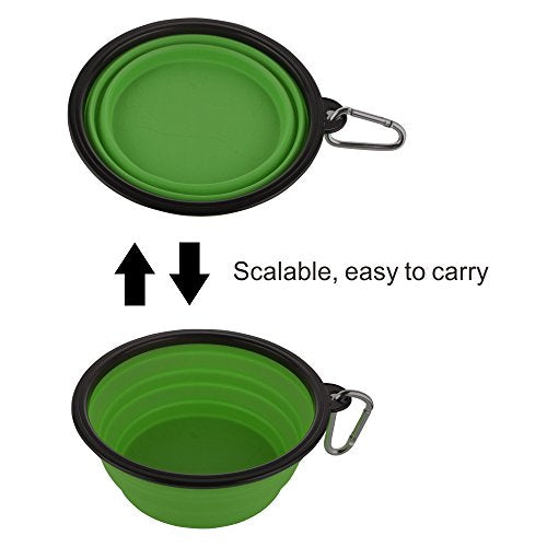Guardians Large Collapsible Dog Bowls, 34oz Travel Water Food Bowls Portable Foldable Collapse Dishes with Carabiner Clip, 2 Pack (Green+Blue) - color: 34oz-Green&Blue
