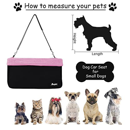 JESPET & GOOPAWS Dog Booster Seats for Cars, Portable Dog Car Seat Travel Carrier with Seat Belt for 24lbs Pets (Pink-16 L x 13" D x 9" H)