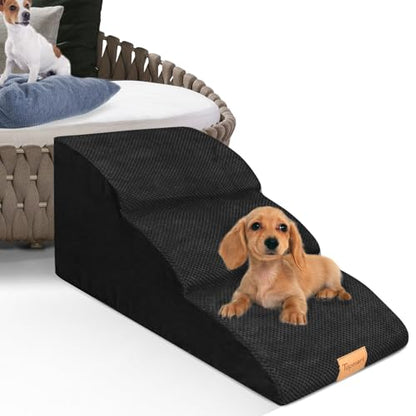 Topmart High Density Extended Foam Dog Ramp&Steps 3 Tiers,15.7" High | Non-Slip Dog Stairs with Removable Cover,Soft Foam Pet Ladder,Best for Injured,Older Cats,Pets with Joint Pain - color: Black, size: 33.1*15.7*15.7