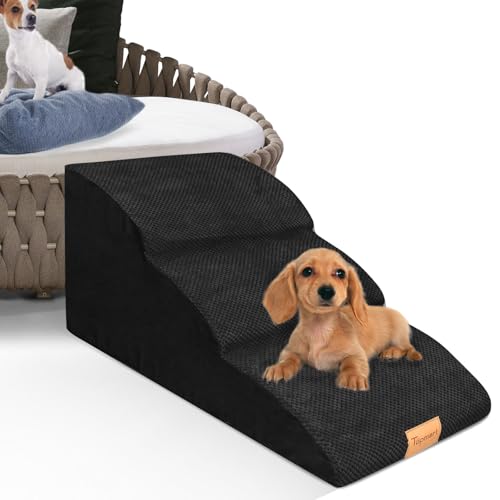 Topmart High Density Extended Foam Dog Ramp&Steps 3 Tiers,15.7" High | Non-Slip Dog Stairs with Removable Cover,Soft Foam Pet Ladder,Best for Injured,Older Cats,Pets with Joint Pain - color: Black, size: 33.1*15.7*15.7
