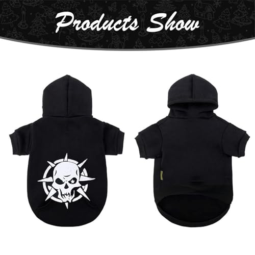 Dog Hoodie Sweatshirt Black Warm Fleece Pet Clothes for Small Dogs, Chihuahua Yorkie Winter Sweater Pullover for Cold Weather - size: M - Back 10'', Chest 14''
