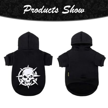 Dog Hoodie Sweatshirt Black Warm Fleece Pet Clothes for Small Dogs, Chihuahua Yorkie Winter Sweater Pullover for Cold Weather - size: Large