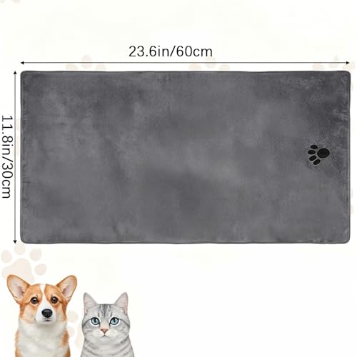 1Pack Microfiber Dog Towels for Drying Dogs,23.6'' X 11.9'', Super Absorbent and Soft Pet Grooming Towel, Perfect Shower & Bath Supplies for Dogs(Grey)