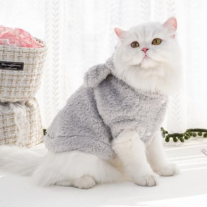 Easter Dog & Cat Outfit - Bunny Ears Hoodies Fleece Sweatshirt for Small Dogs & Cats (Medium, Grey) - color: Grey, size: Medium