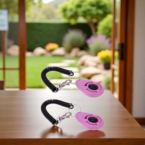 2Pcs Pink Dog Clicker for Training Easy to Use with Button Dog Training Accessories Strong and Long-Lasting, Training and Behavior Aids