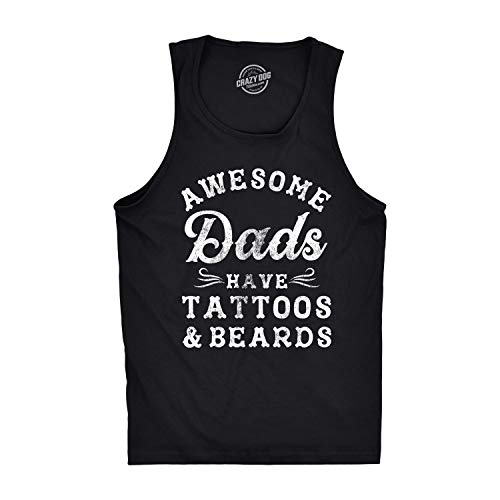 Mens Fitness Tank Awesome Dads Have Tattoos and Beards Tanktop Funny Fathers Day Shirt - size: Medium