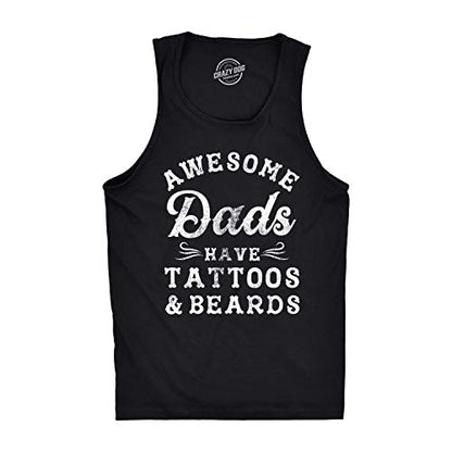 Mens Fitness Tank Awesome Dads Have Tattoos and Beards Tanktop Funny Fathers Day Shirt - size: X-Large