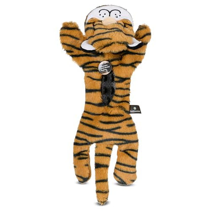 Smithsonian Longamals Tiger Plush Dog Toy – 20" Crinkle & Squeaky, Stuffing-Free Interactive Tug Toy for Medium & Large Dogs - color: Tiger, size: 20"
