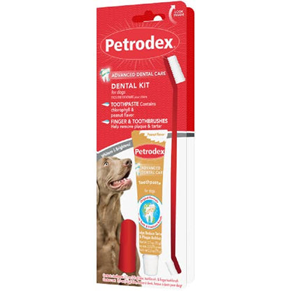 Petrodex Dental Care Kit for Dogs and Puppies, Cleans Teeth and Fights Bad Breath, Reduces Plaque and Tartar Formation, Enzymatic Tooth Brushing Kit, Peanut Flavor, 2.5oz Toothpaste + Toothbrush - size: 1 Count (Pack of 1)