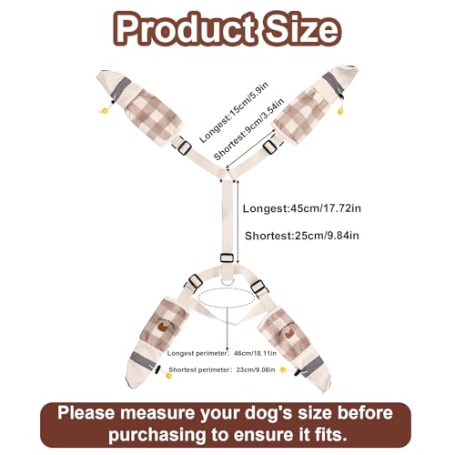 Anti Dirt Pants for Small Dogs, Upgraded Adjustable Suspender Non-Slip Dog Shoes Dust-Proof Waterproof Full-Leg Paw Protectors Rain Boots for 8-15lbs Dogs Outdoor Walking & Hiking (Off White)