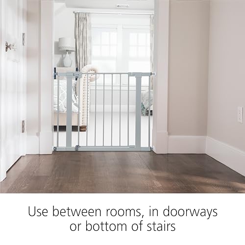 Safety 1st Walk Through Baby Gate with Door, Adjustable Pressure Mount Lift, Dog Gates, Fits 29"-38" Wide, 1-Pack, Gray - color: Gray, size: 1-Pack