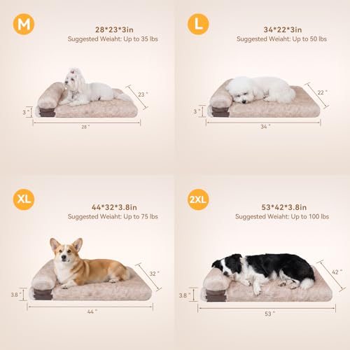 XL Dog Bed, Washable Orthopedic Couch with Removable Cover, Egg Crate Foam for Joint Relief, Bolster Pillow, Non-Slip Pet Sleeping Mat, 34.2"x24.4"x3" - size: 34''L*22''W*3''Th