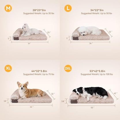 XL Dog Bed, Washable Orthopedic Couch with Removable Cover, Egg Crate Foam for Joint Relief, Bolster Pillow, Non-Slip Pet Sleeping Mat, 34.2"x24.4"x3" - size: 34''L*22''W*3''Th