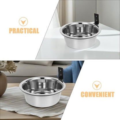 BESPORTBLE Wall Mounted Pet Feeder Elevated Dog Bowls Stainless Steel 8-inch Raised Feeding Station for Large Dogs Puppies with Food and Water Bowls 2 Sets
