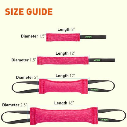 Viper Heavy Duty French Linen Dog Bite Tug Toy - K9 Trainer, Tough and Durable for Dogs Shutzhund IPO K-9 - Pink - 8in L 1.5in W - color: Pink, size: 8in L 1.5in W